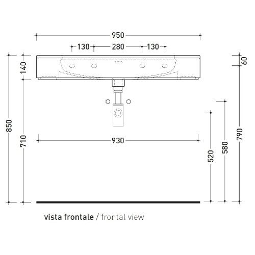 Lavabo da appoggio o sospeso Madre 95 cm - Flaminia