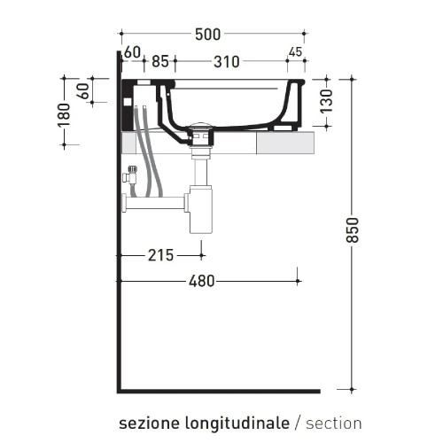 Lavabo da appoggio o sospeso Madre 95 cm - Flaminia