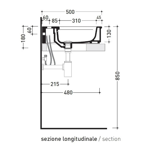 Lavabo da appoggio o sospeso Madre 75 cm - Flaminia