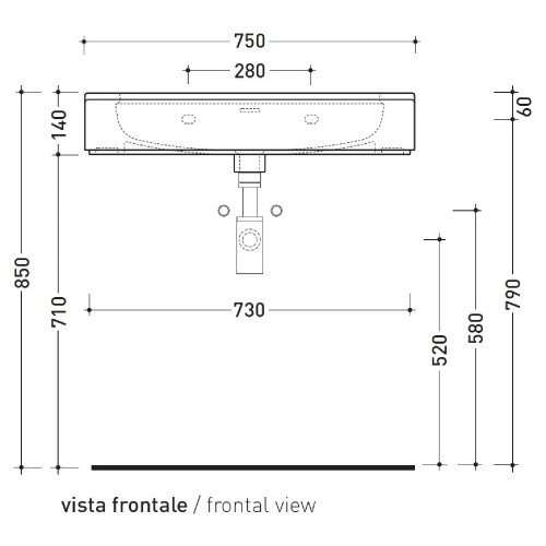 Lavabo da appoggio o sospeso Madre 75 cm - Flaminia