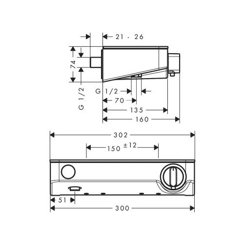 Miscelatore Esterno Doccia Termostatico Shower Tablet Select Cromo - H