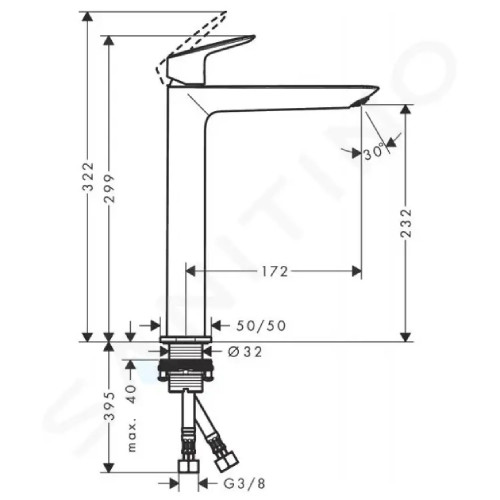 Miscelatore Monocomando Lavabo Alto Senza Scarico Logis Cromo | Hansgr