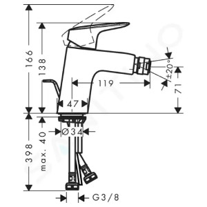 Miscelatore Bidet 70 con Piletta a Saltarello Logis Cromo – Hansgrohe 2