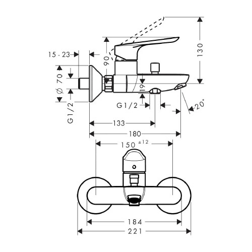 Miscelatore Monocomando Vasca Esterno Logis E Cromo - Hansgrohe | Qual