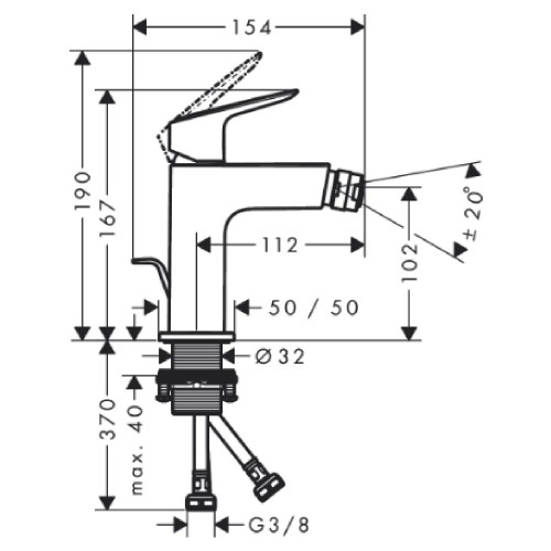 Miscelatore Monocomando Bidet 110 con Piletta Logis Cromo - Hansgrohe
