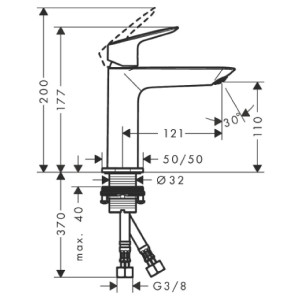 Miscelatore Monocomando Lavabo Fine 110 CoolStart Senza Piletta Logis 2