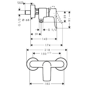 Miscelatore Monocomando Doccia Esterno Metris New Cromo - Hansgrohe 2