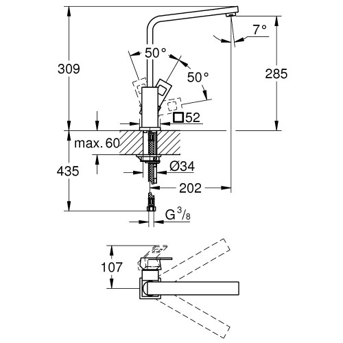 Miscelatore monocomando per lavello EuroCube cromo - Grohe