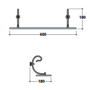 Porta Mensola con Mensola in Vetro 60 cm Paestum Metallo Anticato 2