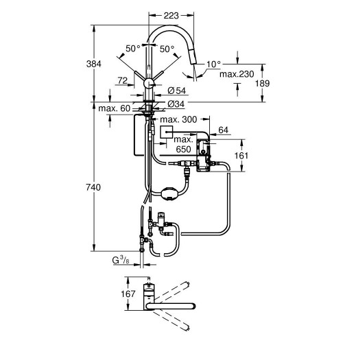 Miscelatore monocomando elettronico lavello Minta Touch cromo Grohe