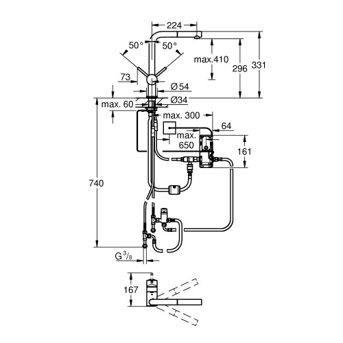 Miscelatore monocomando elettronico per lavello Minta cromo - Grohe