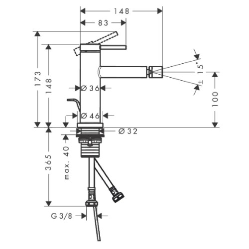 Miscelatore monocomando bidet con salterello Tecturis S cromo - Hansgr