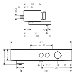 Miscelatore termostatico vasca 400 esterno ShowerTablet Select cromo | 2