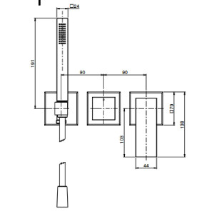 Miscelatore incasso doccia 2 uscite con set Zeta cromo - Carlo Frattin 2