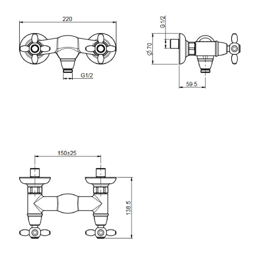 Rubinetto per doccia esterno senza set Olivia cromo - Carlo Frattini F