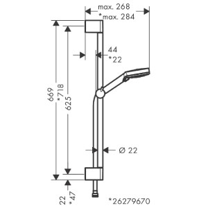 Set doccia Vario EcoSmart con asta Crometta 65 cm Vernis Blend cromo - 2