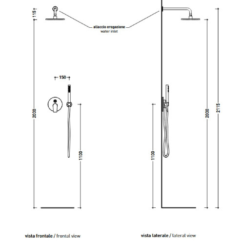 Set doccia incasso con miscelatore monocomando App cromo - Flaminia