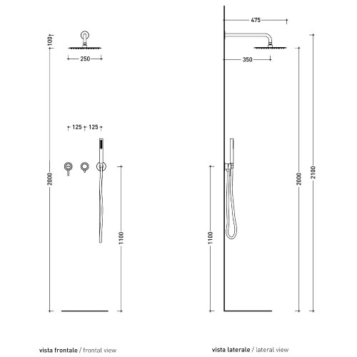 Set doccia incasso con miscelatore monocomando e soffione rotondo Stil