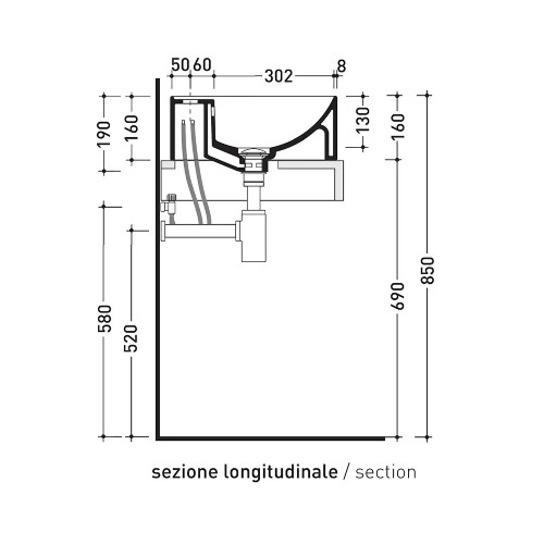 Lavabo da appoggio 42 cm Twin Set Slim bianco lucido Flaminia