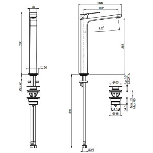 Miscelatore lavabo alto con scarico Fit cromo - Carlo Frattini Fima 2