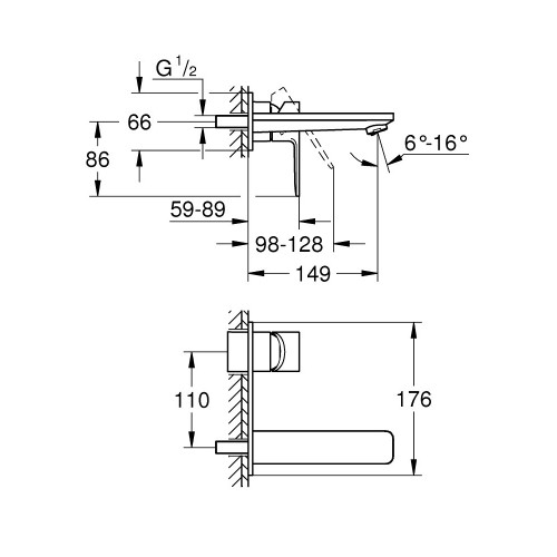 Miscelatore per lavabo 2 fori M Lineare Grohe - Super Steel