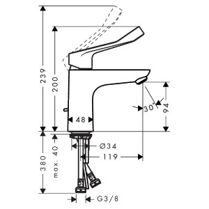 Miscelatore Monocomando Lavabo 240 Bocca Girevole Focus E2 Cromo - Han 2