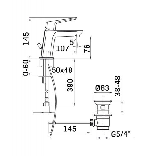 Miscelatore lavabo con scarico cromo Spartaco Mamoli