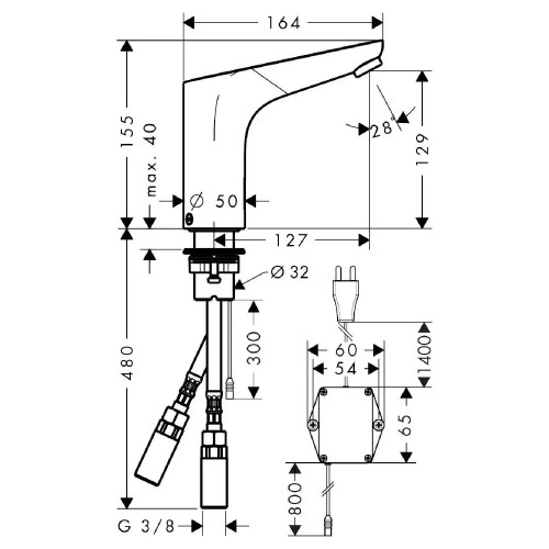 Miscelatore elettronico lavabo Hansgrohe Focus cromo 230 V - Regolazio