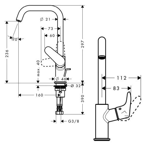 Miscelatore Monocomando Lavabo 240 Girevole Focus E2 Cromo Hansgrohe