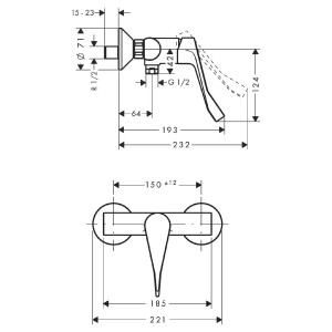 Miscelatore Monocomando Doccia Esterno Focus Cromo Extra Lunga - Hansg 2
