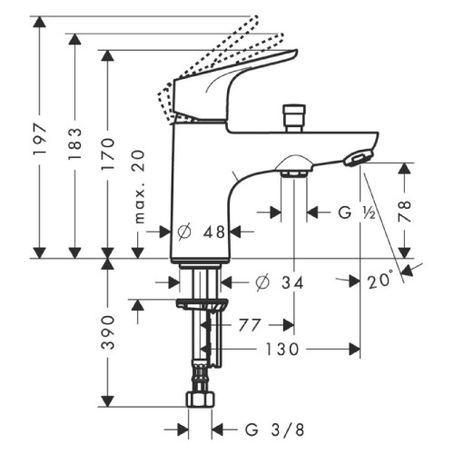 Miscelatore Monocomando Vasca/Doccia Monotrou Eco Focus E2 Cromo Hansg