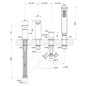 Gruppo bordo vasca 4 fori Eleganza warm bronze - Gessi, design esclusi 2