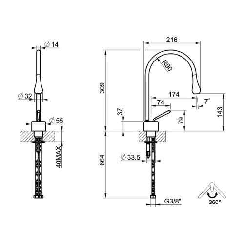 Miscelatore lavabo con bocca corta senza scarico Goccia bianco opaco -
