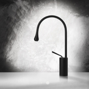 Miscelatore per lavabo medio con bocca corta senza scarico Goccia nero 2