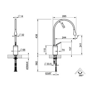 Miscelatore lavabo medio bocca media senza scarico Goccia nero opaco - 2