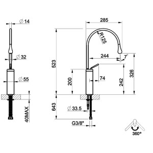 Miscelatore lavabo alto bocca media senza scarico Goccia cromo Gessi 2