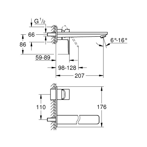 Miscelatore 2 fori taglia L per lavabo Lineare satinato - Grohe