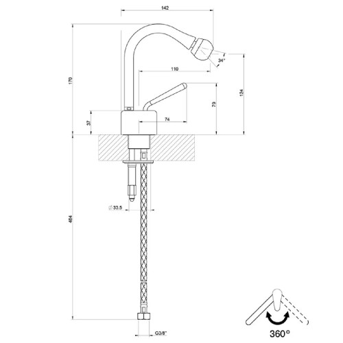 Miscelatore per Bidet senza Scarico Goccia Cromo Spazzolato - Gessi