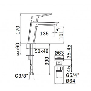 Miscelatore lavabo con scarico Spartaco cromo - Mamoli 2
