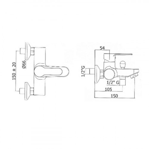 Miscelatore vasca esterno con set doccia Blu cromo - Paffoni