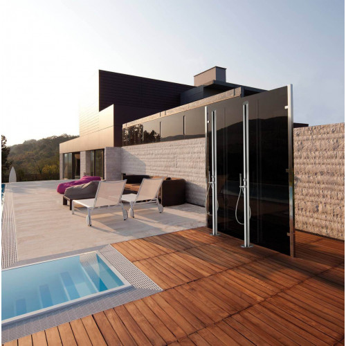 Colonna doccia da esterno con supporto Aquabambù acciaio inox - Bossin