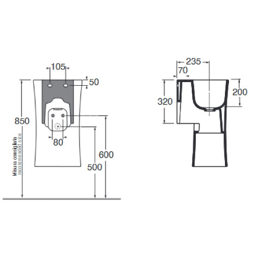Lavabo freestanding 35x37xh62 cm senza foro Nativo Cotone - Azzurra