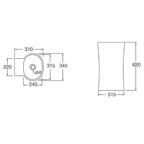 Lavabo freestanding 35x37xh62 cm senza foro Nativo Cotone - Azzurra