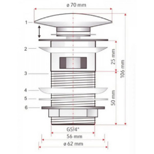 Piletta Click-Clack con Tappo in Ceramica Cotone - Azzurra Ceramica 2