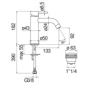 Miscelatore Monocomando Live Nero Opaco con Scarico Push - Nobili 2
