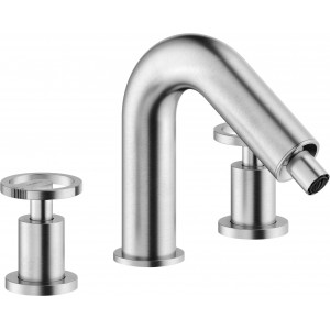 Batteria 3 fori bidet con scarico push Sole inox spazzolato - Nobili