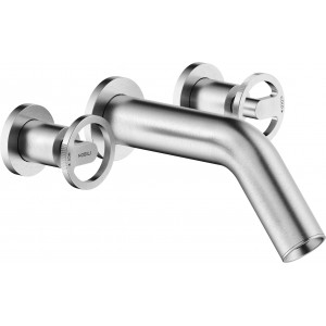 Rubinetto 3 fori a parete Sole inox spazzolato - Nobili