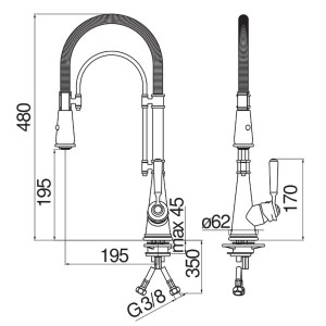 Miscelatore monocomando con doccetta Charlie cromo lucido - Nobili 2