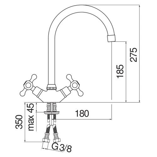Rubinetto bicomando con bocca girevole per lavello Grazia cromo lucido