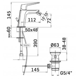 Miscelatore bidet con scarico Spartaco cromo - Mamoli 2